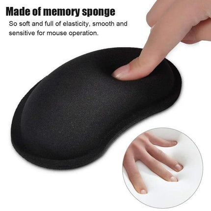 Ergonomic Mouse Pad with Comfortable Wrist Rest for Daily Computing - black memory foam 3D wrist rest showing finger press