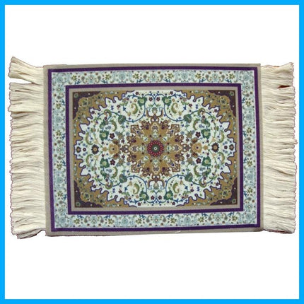 Retro Style Woven Mini Mouse Pad with Non-Slip Base, 28cm x 18cm - vintage woven design with fringe and non-slip backing for stable mouse control