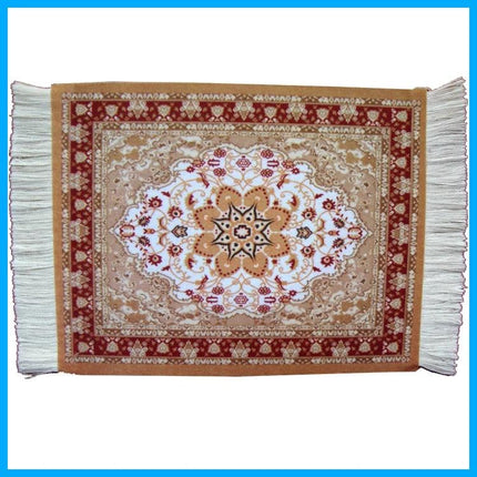Retro Style Woven Mini Mouse Pad with Non-Slip Base, 28cm x 18cm - retro woven mini pad with fringe and non-slip base for precise mouse control