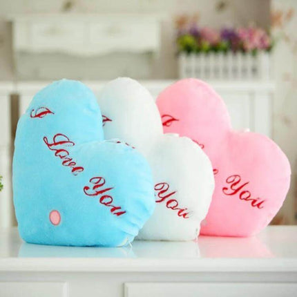 Heart Shaped English Letter Pattern Glowing Plush Pillow soft PP cotton glowing heart accent for sofa, party, or window display