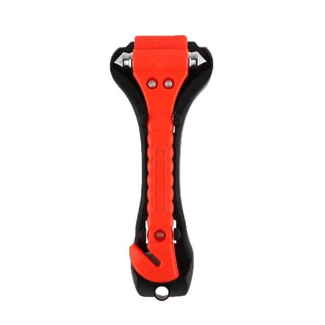 Mini 2-in-1 Car Emergency Hammer for Glass Breaking and Seat Belt Cutting - compact red-black tool with alloy glass breaker tip and seat belt cutter