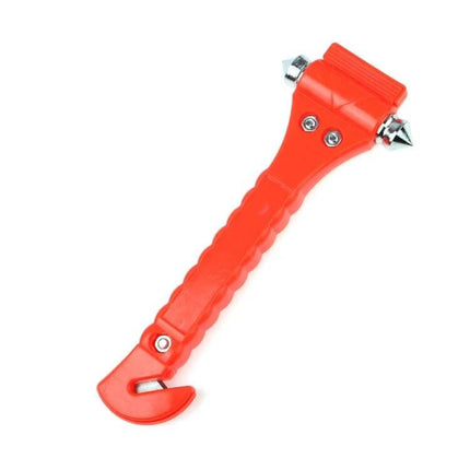 Mini 2-in-1 Car Emergency Hammer for Glass Breaking and Seat Belt Cutting – red compact tool with alloy glass breaker tip and seat belt cutter