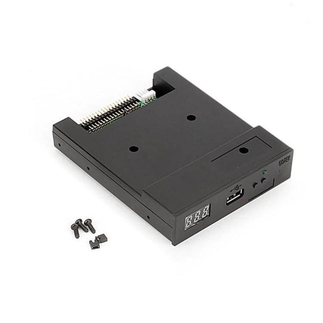 USB Floppy Disk Drive Emulator for Music Keyboards - black USB floppy emulator module with display and USB port