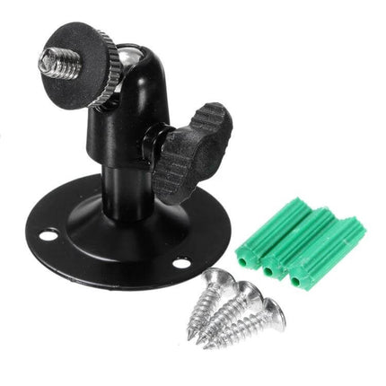 Adjustable Rotary Wall Mount Bracket for CCTV Security Cameras - durable metal camera mount with screws and anchors for flexible angle positioning