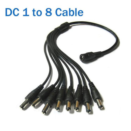 DC 1 to 8 Female to Male Power Splitter Cable for CCTV Systems, 40cm - 1 female to 8 male CCTV power distribution cable