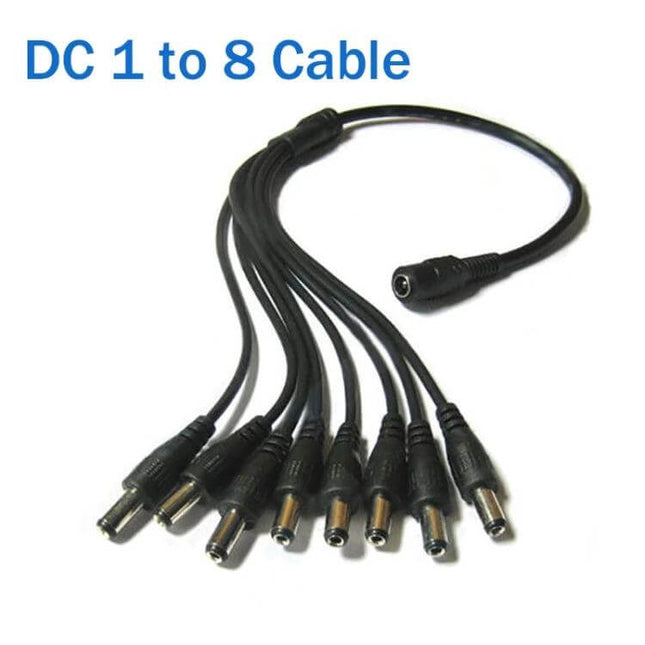 DC 1 to 8 Female to Male Power Splitter Cable for CCTV Systems, 40cm - 1 female to 8 male CCTV power distribution cable