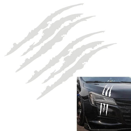 Reflective Monster Claw Marks Car Decal, 40x12cm Size - white vinyl reflective claw mark stickers for vehicle hood or window