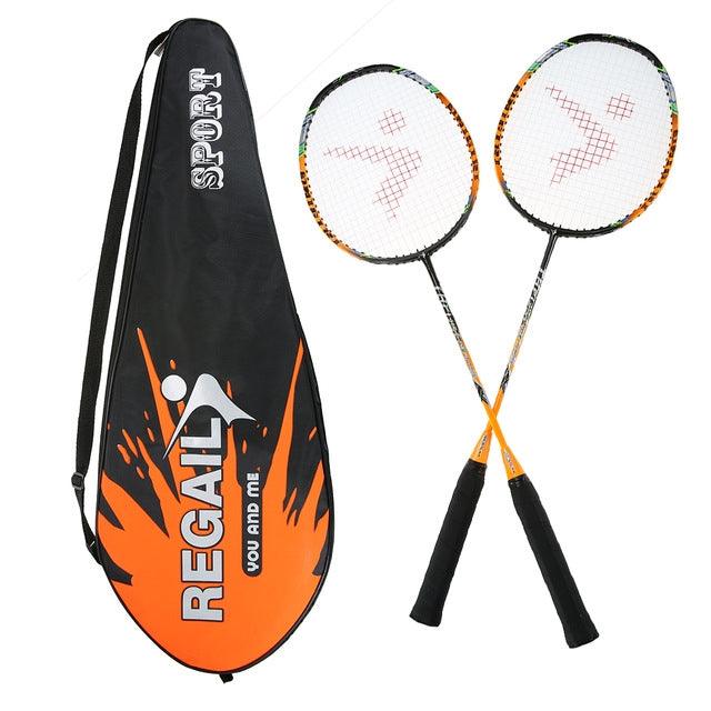 REGAIL 8019 Lightweight Carbon Fiber Badminton Racket Set with Tote Bag for 2 Players