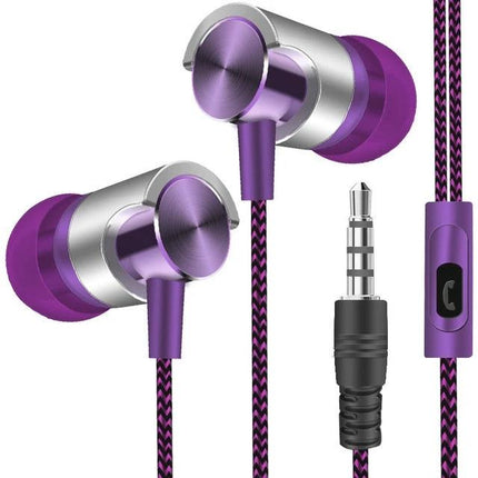 Wired In Ear Earphones With Secure Ear Hook For Jogging purple metal in-ear earphones with 3.5mm plug and inline mic