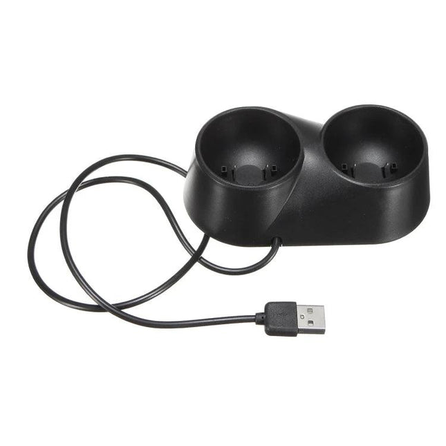 CLAITE Dual USB Charging Station for PS4 PSVR Controllers black dual dock with USB cable for charging two controllers