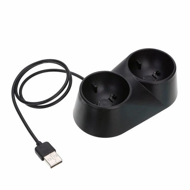 CLAITE Dual USB Charging Station for PS4 PSVR Controllers black dual dock with USB cable for charging two controllers