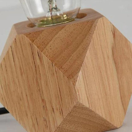Minimalist Wooden Table Lamp for Your Bedroom Nightstand - compact geometric wooden bedside lamp creating cozy reading light