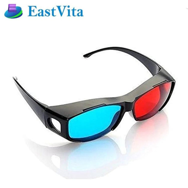 EastVita Red and Blue Anaglyph 3D Glasses for Movie and Game Viewing - black frame with red and blue lenses for home 3D entertainment