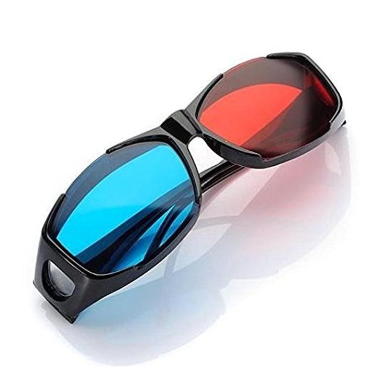 Anaglyph 3D Vision Glasses - Red and Blue Framed Plastic Glasses for Gaming and Movies