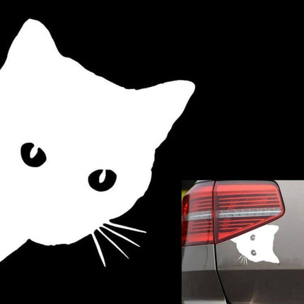 Black and White Cat Face Peering Car Sticker Decal, 12x15cm - whimsical cat face car bumper decal for cat lovers