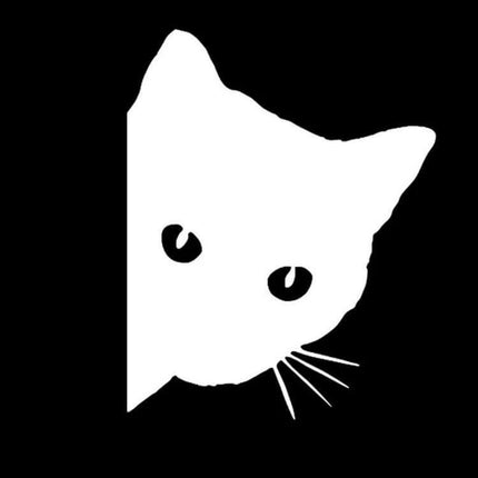 Black and White Cat Face Peering Car Sticker Decal, 12x15cm - whimsical cat face car bumper decal for cat lovers