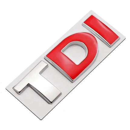 TDI 3D Badge Emblem Car Decal Sticker for Vehicle Decoration - red and chrome adhesive TDI car emblem for exterior or interior styling