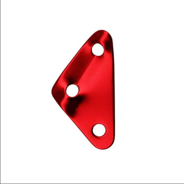 Alt Tag: Triangle Aluminum Rope Adjustment Buckle For Camping Tents red anodized aluminum triangle buckle for tent guylines, lightweight, three-hole design