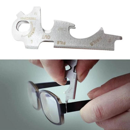 8 in 1 Multitool Keychain Stainless Steel for Everyday Tasks - compact 50x20mm stainless tool on keyring used to tighten glasses and small repairs