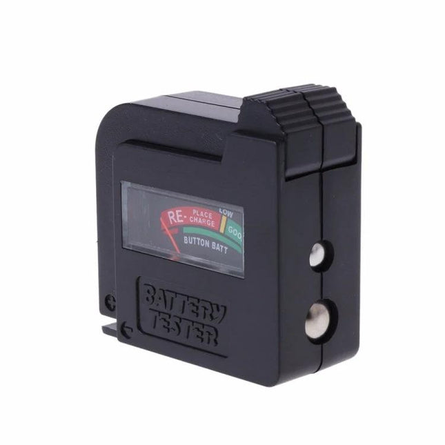 Portable Analog Battery Tester for 9V and 1.5V Cells compact handheld tester with analog gauge for checking 9V and 1.5V batteries