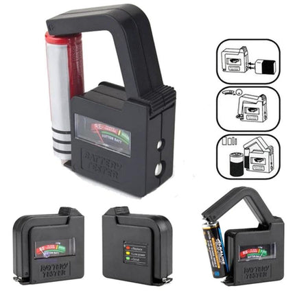 Portable Analog Battery Tester for 9V and 1.5V Cells compact handheld tester checking 9V and AA/AAA batteries with analog meter