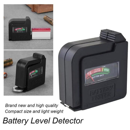 Portable Analog Battery Tester for 9V and 1.5V Cells compact black analog battery level tester for 9V and AA/AAA travel use