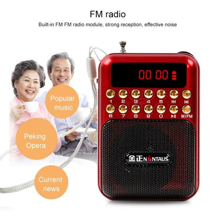 Rechargeable Portable FM Radio with Music Player Support red portable FM radio with USB TF card slot and rechargeable battery
