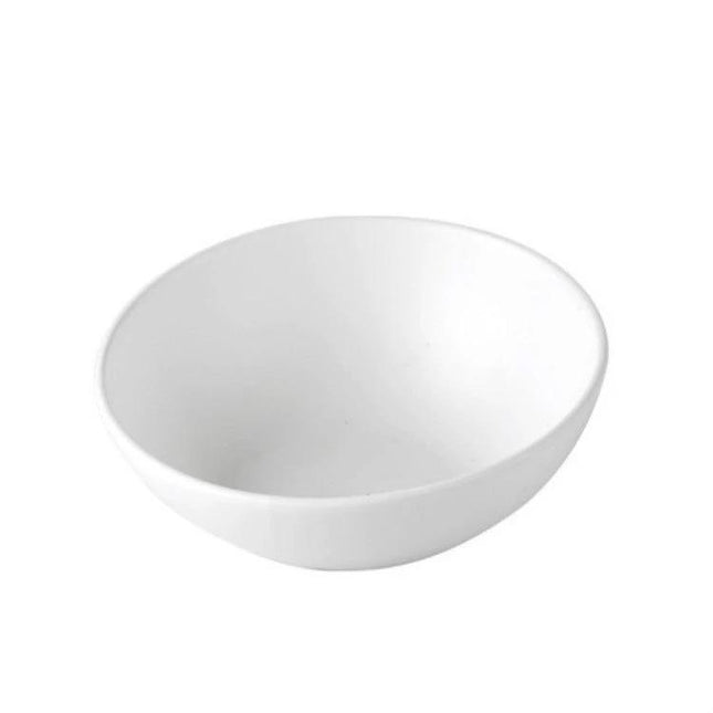 Essential Ceramic Pet Food Bowl for Home Mealtime — white tilted ceramic bowl on wooden stand for stable, mess‑reducing pet feeding