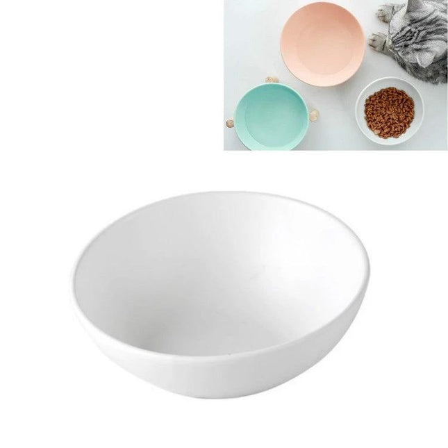 Essential Ceramic Pet Food Bowl for Home Mealtime - white ceramic tilted bowl with wooden stand option for cats and dogs, anti-spill design