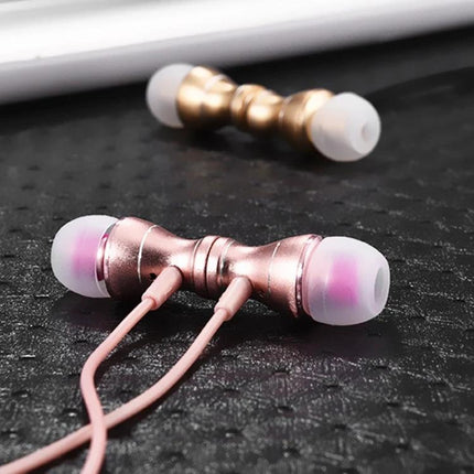 Wired Earphones With 3.5mm Jack Built In Mic For Commuting stylish rose gold in-ear headphones with mic and inline call control