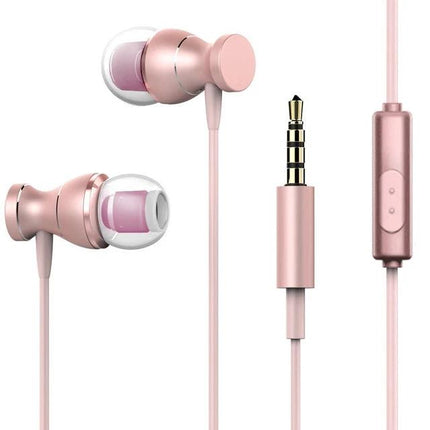 Wired Earphones With 3.5mm Jack Built In Mic For Commuting rose gold in‑ear headphones with inline mic and control for commuters