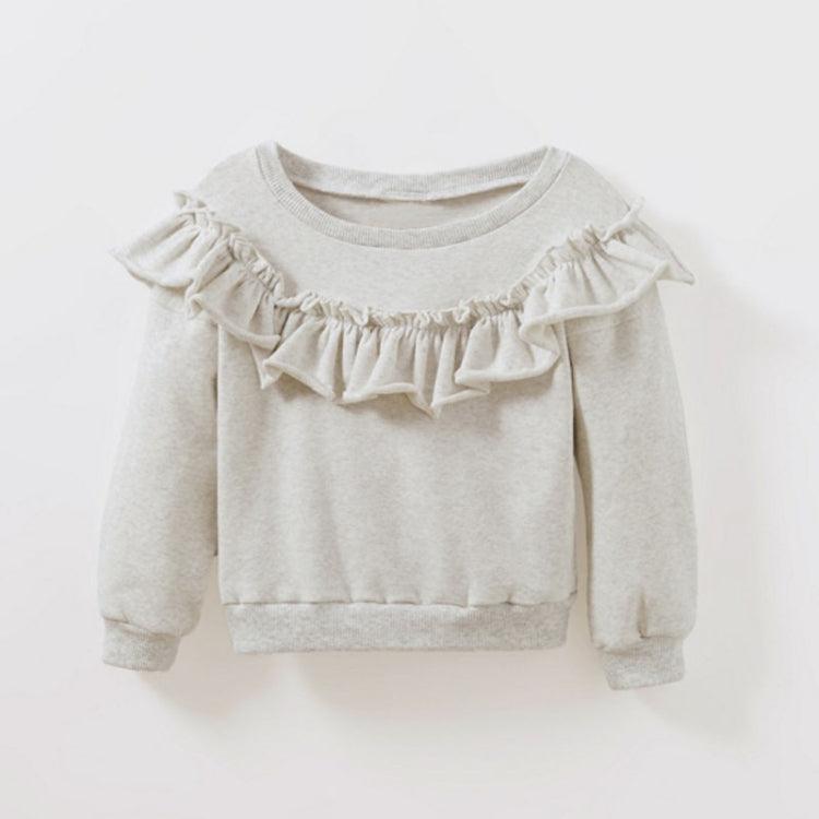 Girls' Ruffled Cotton Long-Sleeve Sweatshirt for Spring and Autumn