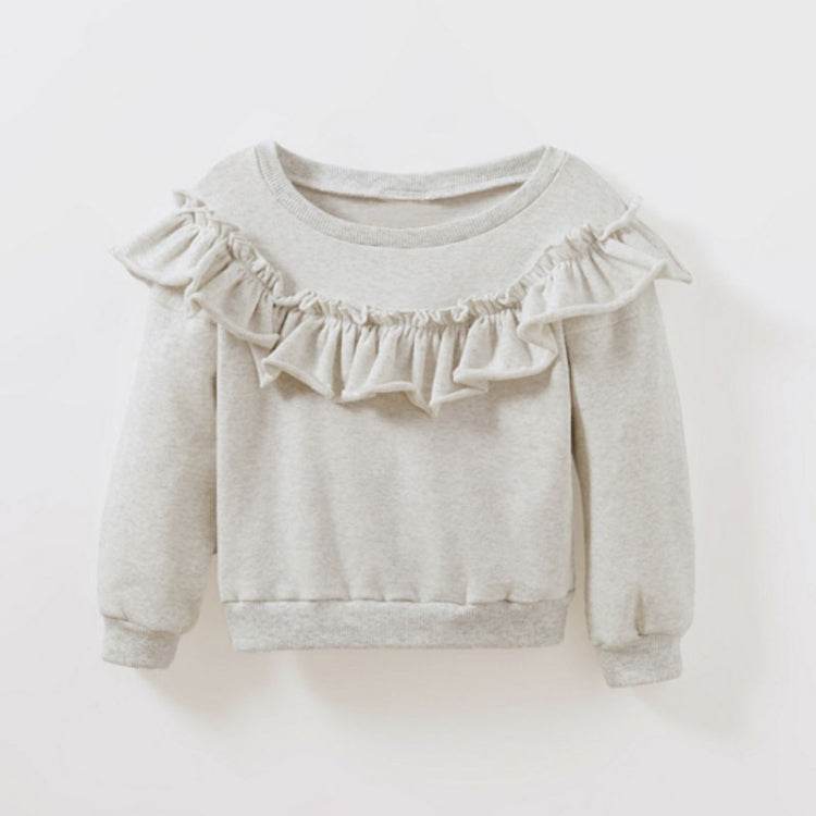 Spring And Autumn Girls Cotton Long-Sleeved Ruffled Sweatshirt