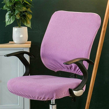 Corn Velvet Split Back and Seat Office Chair Cover protecting and refreshing a purple office chair with split back and seat