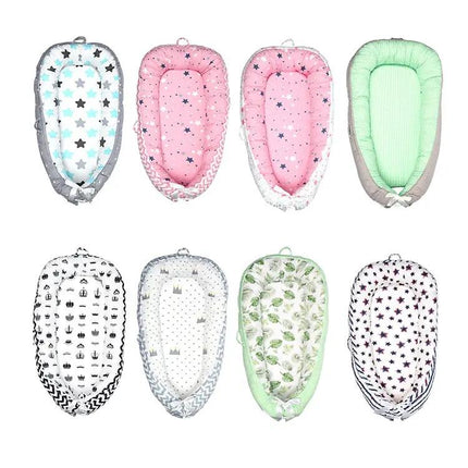 80x50cm Portable Baby Travel Crib Bed With Soft Bumper For Newborns