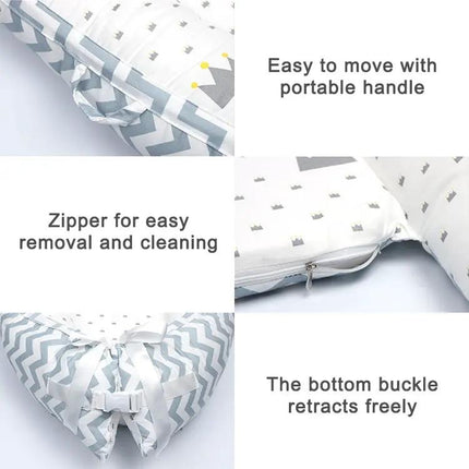80x50cm Portable Baby Travel Crib Bed With Soft Bumper For Newborns
