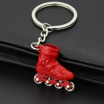 Creative Simulation Skates Keychain Red Everyday Accessory - compact red aluminum alloy roller skate keyring for keys, bags, or small gifts