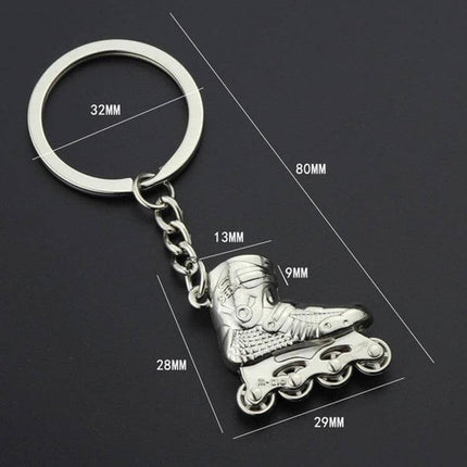 Creative Simulation Skates Keychain Red Everyday Accessory - compact red aluminum alloy skates keychain, die-cast electroplated finish, 80mm total length