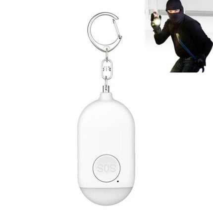 Rechargeable Personal Safety Alarm with Flashlight for Daily Protection compact white keychain SOS alarm with flashlight to deter threats