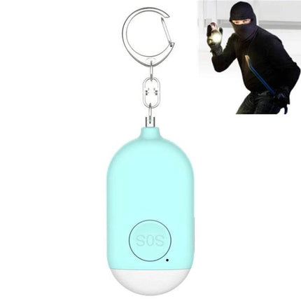 Rechargeable Personal Safety Alarm with Flashlight for Daily Protection compact turquoise SOS keychain showing siren and flashlight to deter attackers