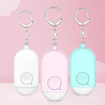 Rechargeable Personal Safety Alarm with Flashlight for Daily Protection - compact pastel keychain alarms with SOS button and flashlight