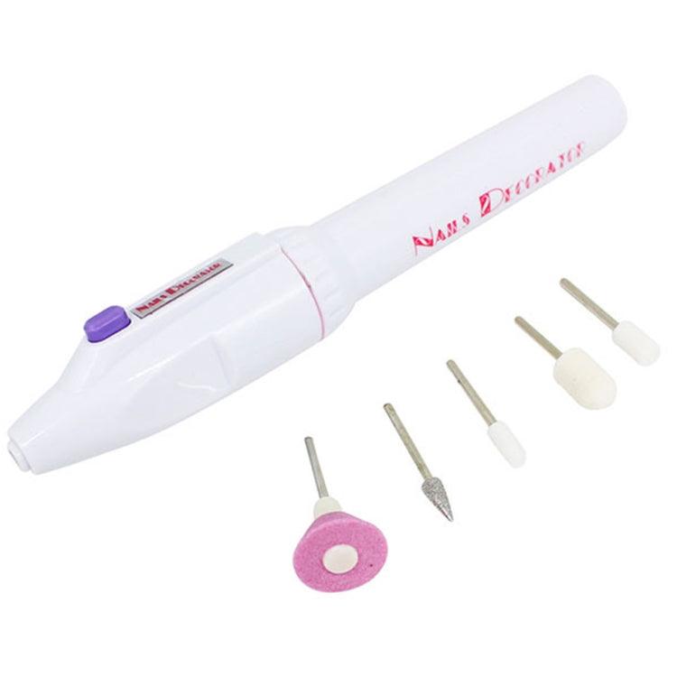 Portable Electric Nail Drill Set with 5 Interchangeable Bits for Manicure and Pedicure