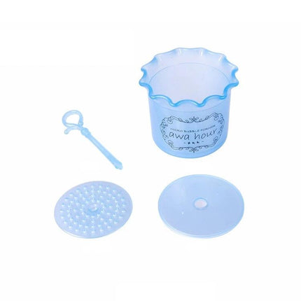 Compact Facial Foamer for Everyday Skin Cleansing Routine - compact blue travel foam maker with lid and spatula