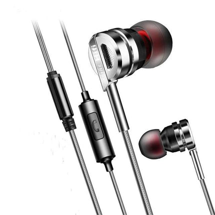 Wired Earphones With Ear Hook Fit And Inline Mic For Commute metallic in-ear earphones with ear-hook and 3.5mm inline mic