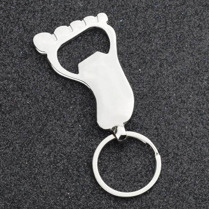 Creative Palm-Shape Metal Keychain Bottle Opener For Everyday Use - compact zinc alloy foot-shaped keyring bottle opener