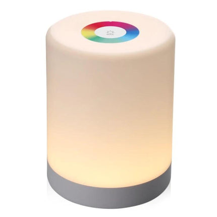 Compact Bedside LED Light for Evening Relaxation at Home - round portable touch-control nightstand lamp for reading and travel