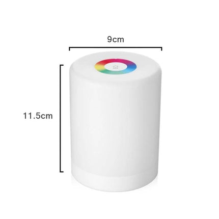 Compact Bedside LED Light for Evening Relaxation at Home white round portable touch-control nightstand lamp, 9cm x 11.5cm