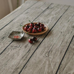 Chic Rustic Linen Table Cover with Wood Grain Pattern - Elegant Dust-Resistant Protection for Dining and Events