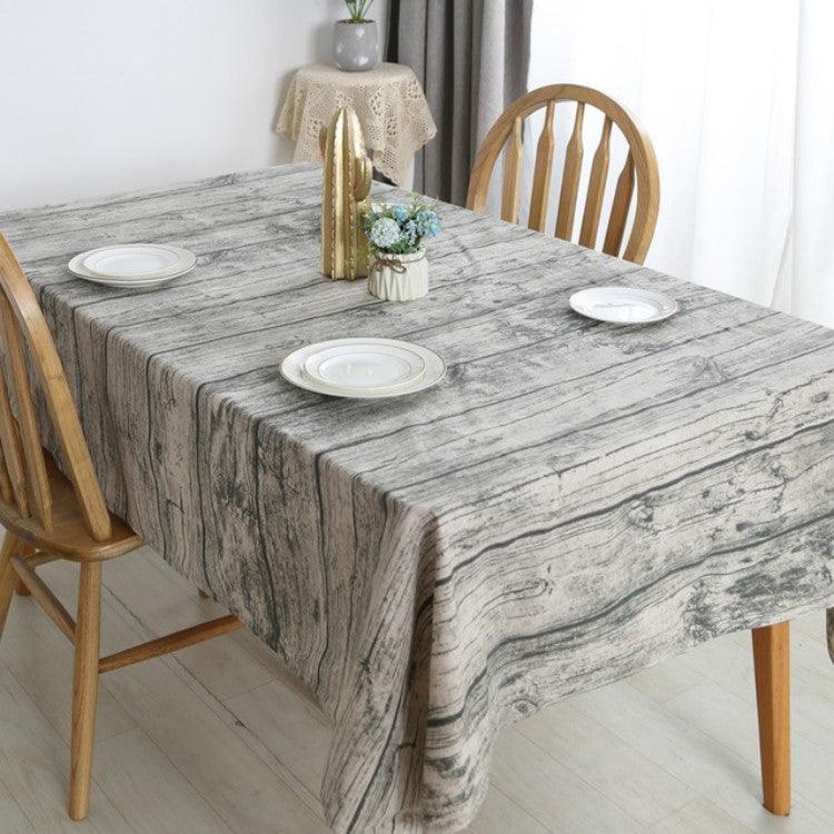 Chic Rustic Linen Table Cover with Wood Grain Pattern - Elegant Dust-Resistant Protection for Dining and Events