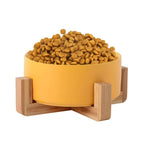13cm/400ml Single Bowl With Wooden Stand / Yellow